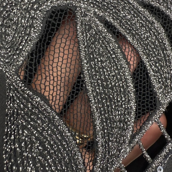 Express Black Silver Metallic Embroidered Embellished Tank Top/Cami Size XS NEW - Picture 16 of 17